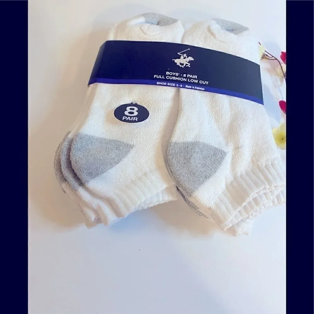 Beverly Hills Polo Club Boys 8 pair Low Cut Socks